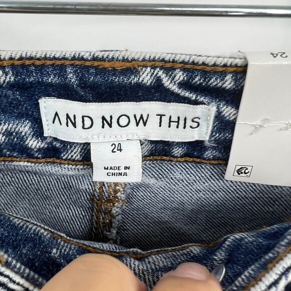 And Now This Light Wash Distressed Ripped Mom Jeans High Rise Size 24" New - Picture 4 of 9